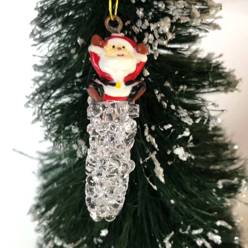Icicle Ornaments with Santa TINY ICICLE ORNAMENTS miniature ornaments Ice